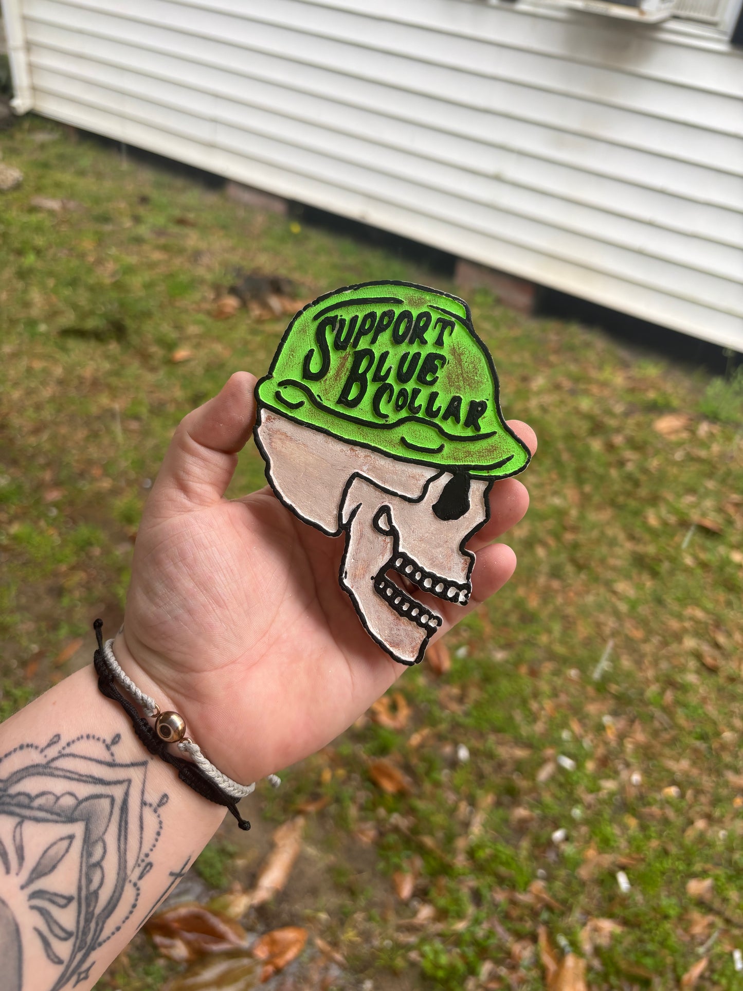 Support Blue Collar Skull