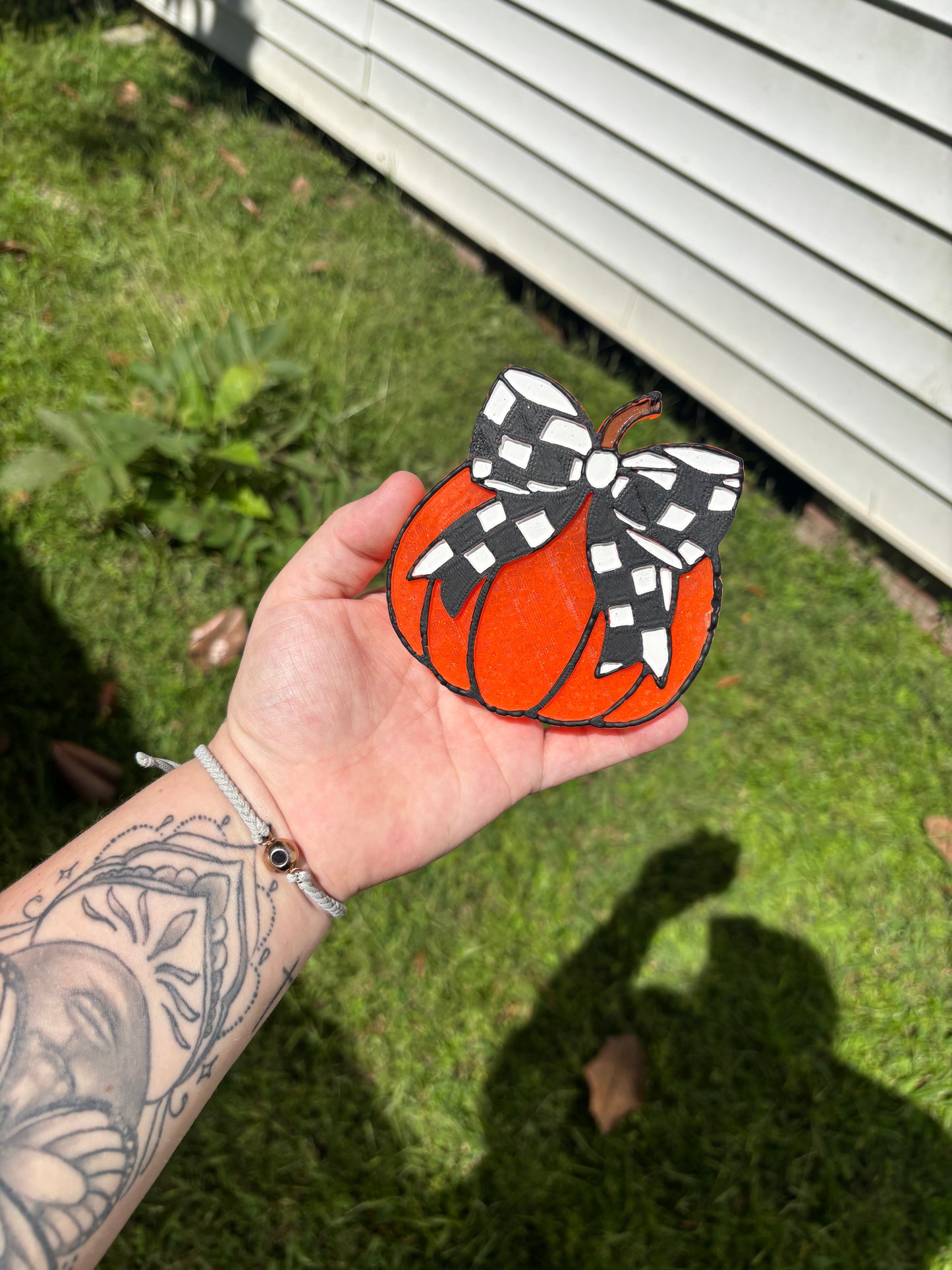 Checkered Bow Pumpkin