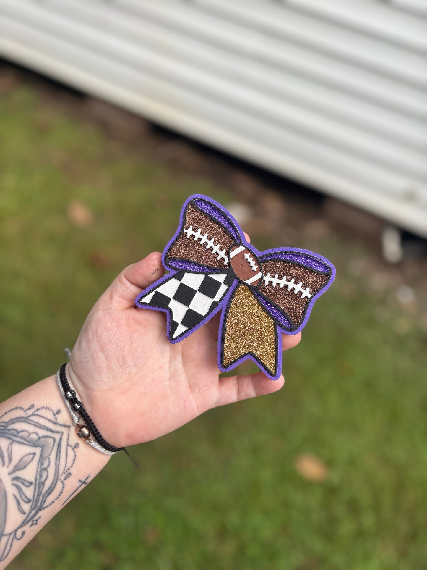 Football Checkered Bow