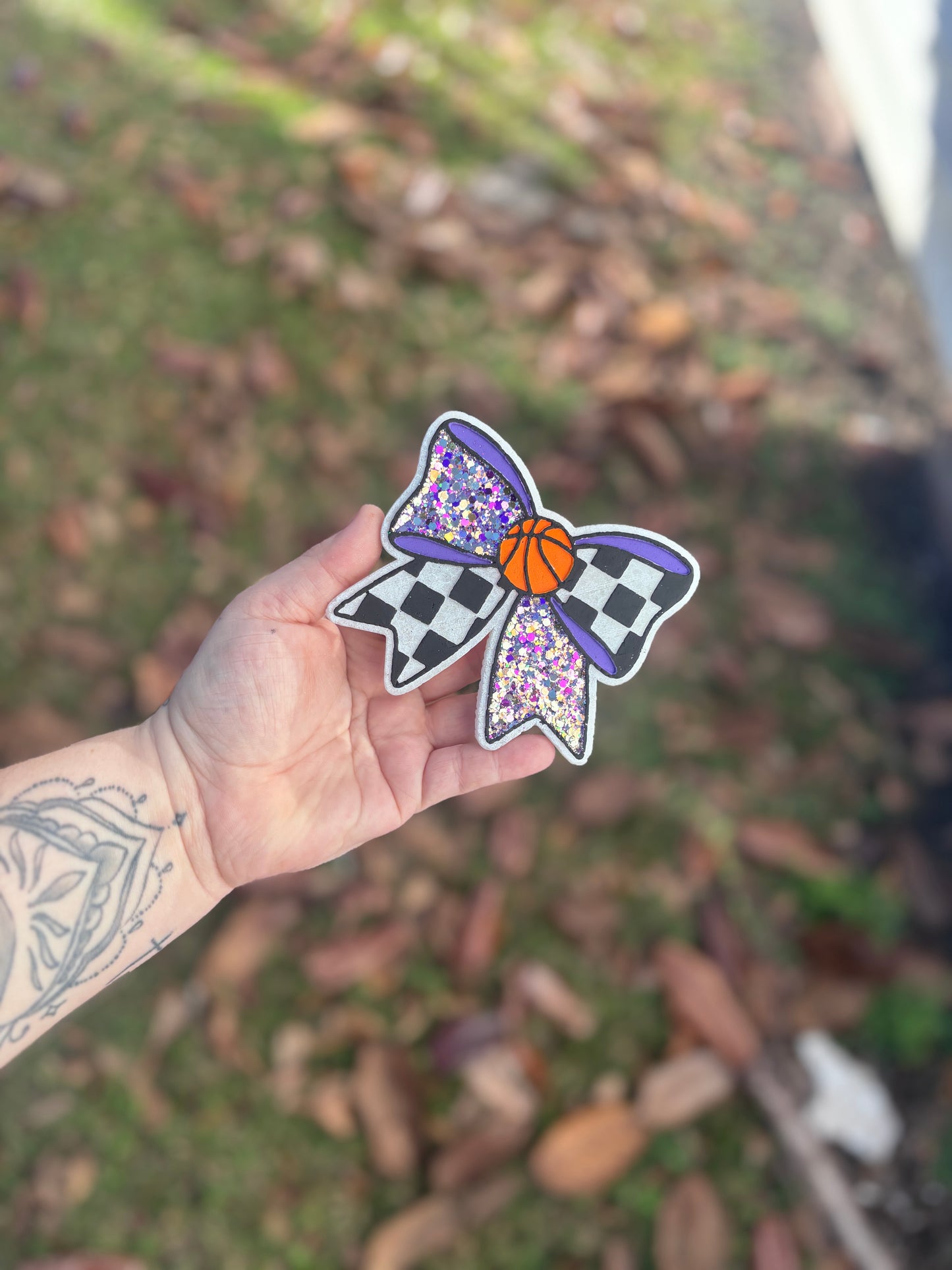 Checkered Basketball Bow