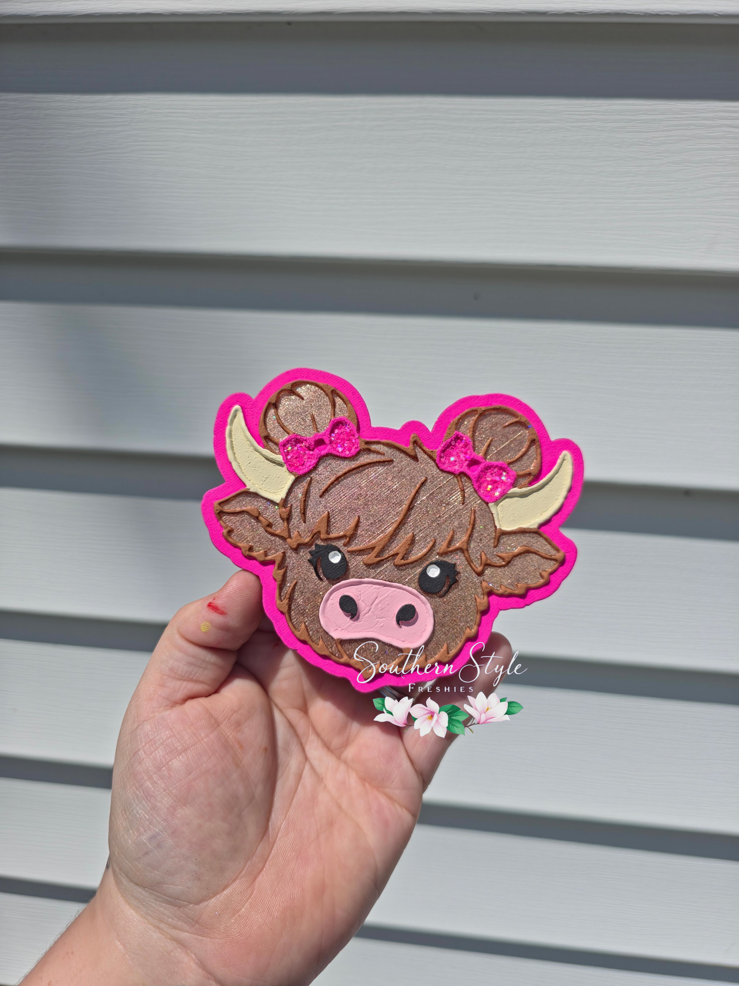 Highland Cow with Spacebuns with Bows
