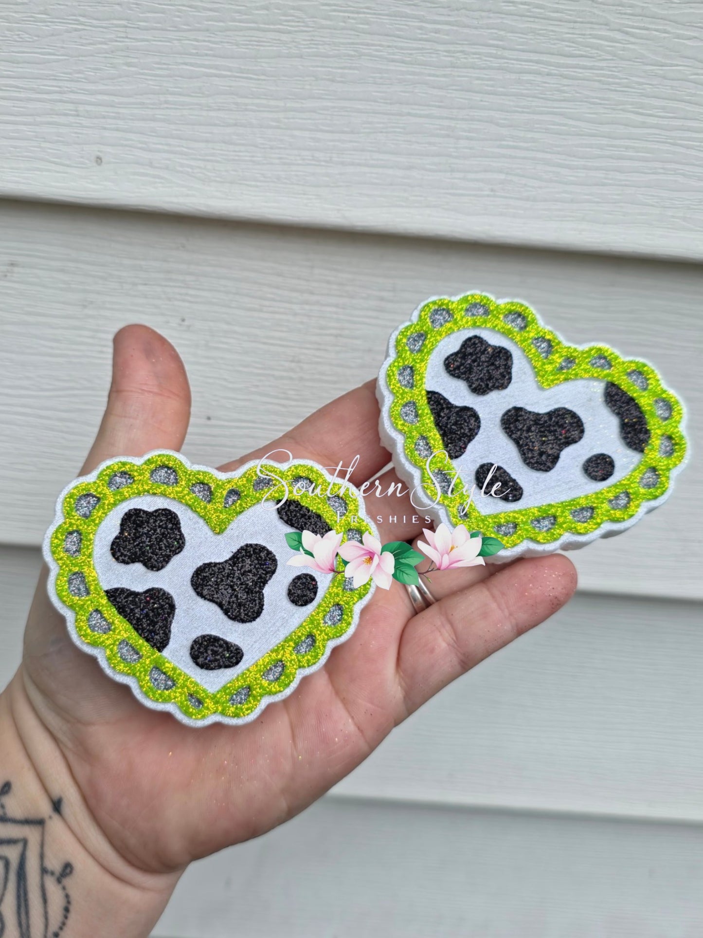 Cow Print Heart VENT CLIPS