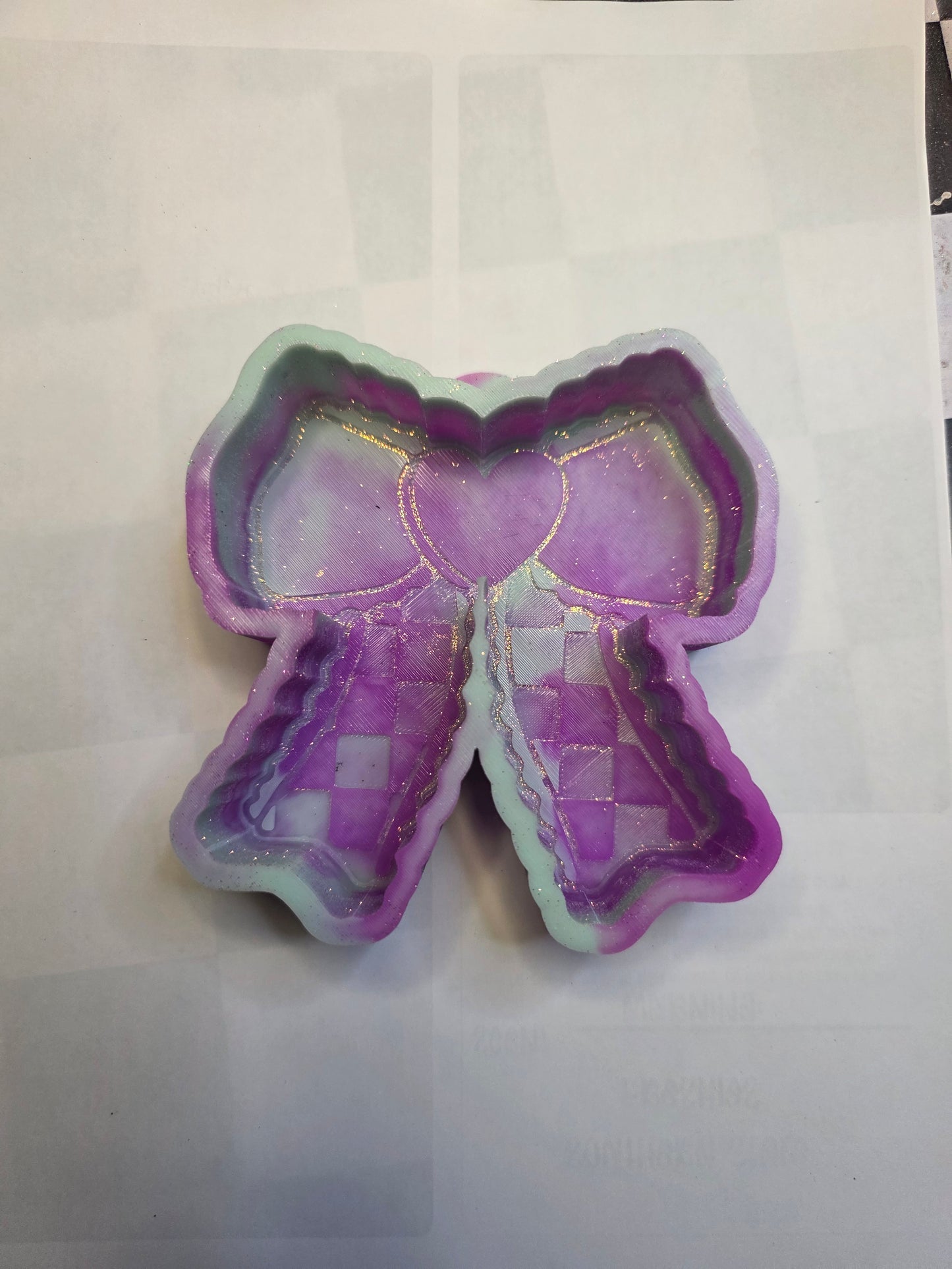 Checkered Heart Bow