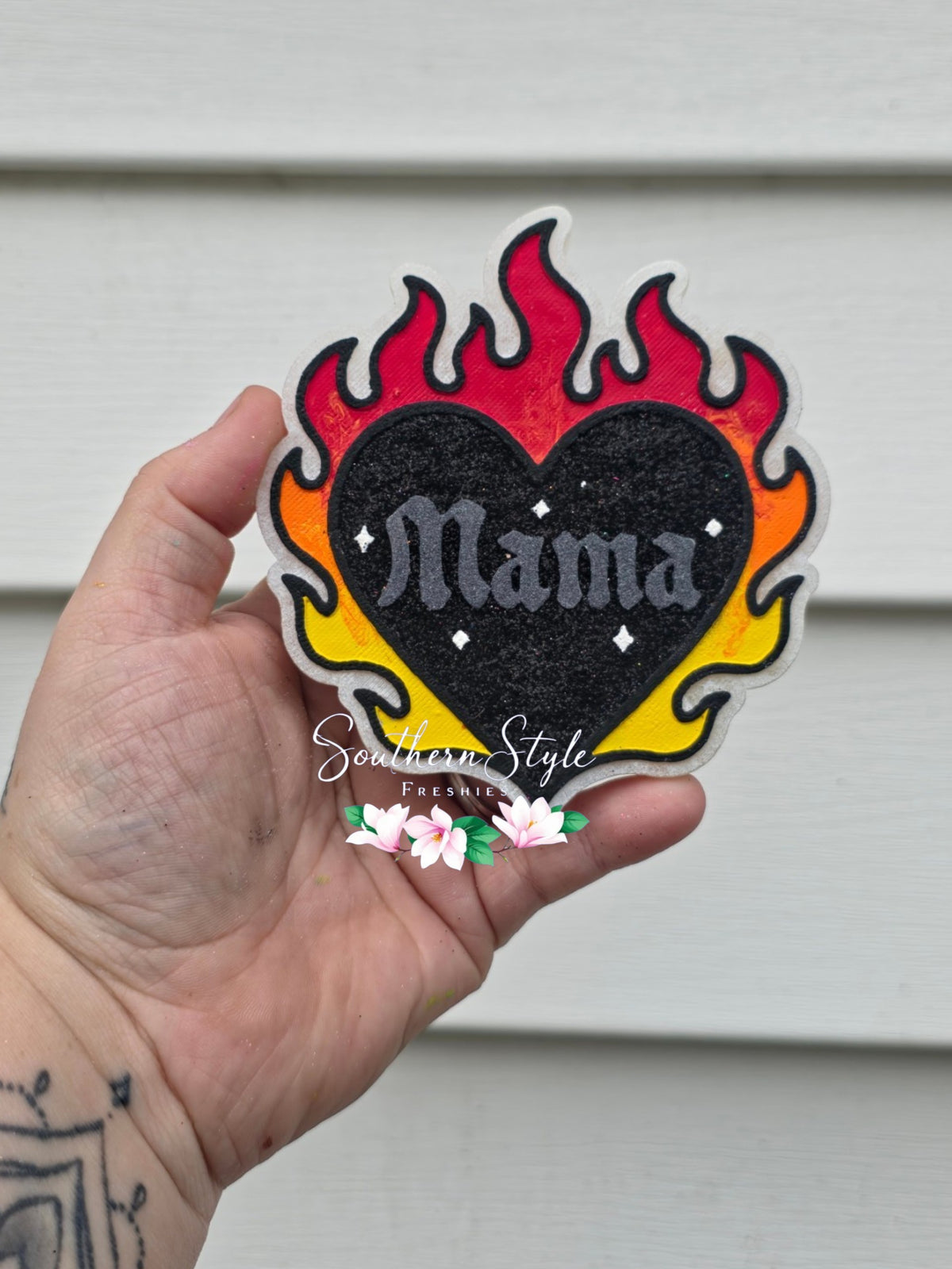 Mama Heart with Flames