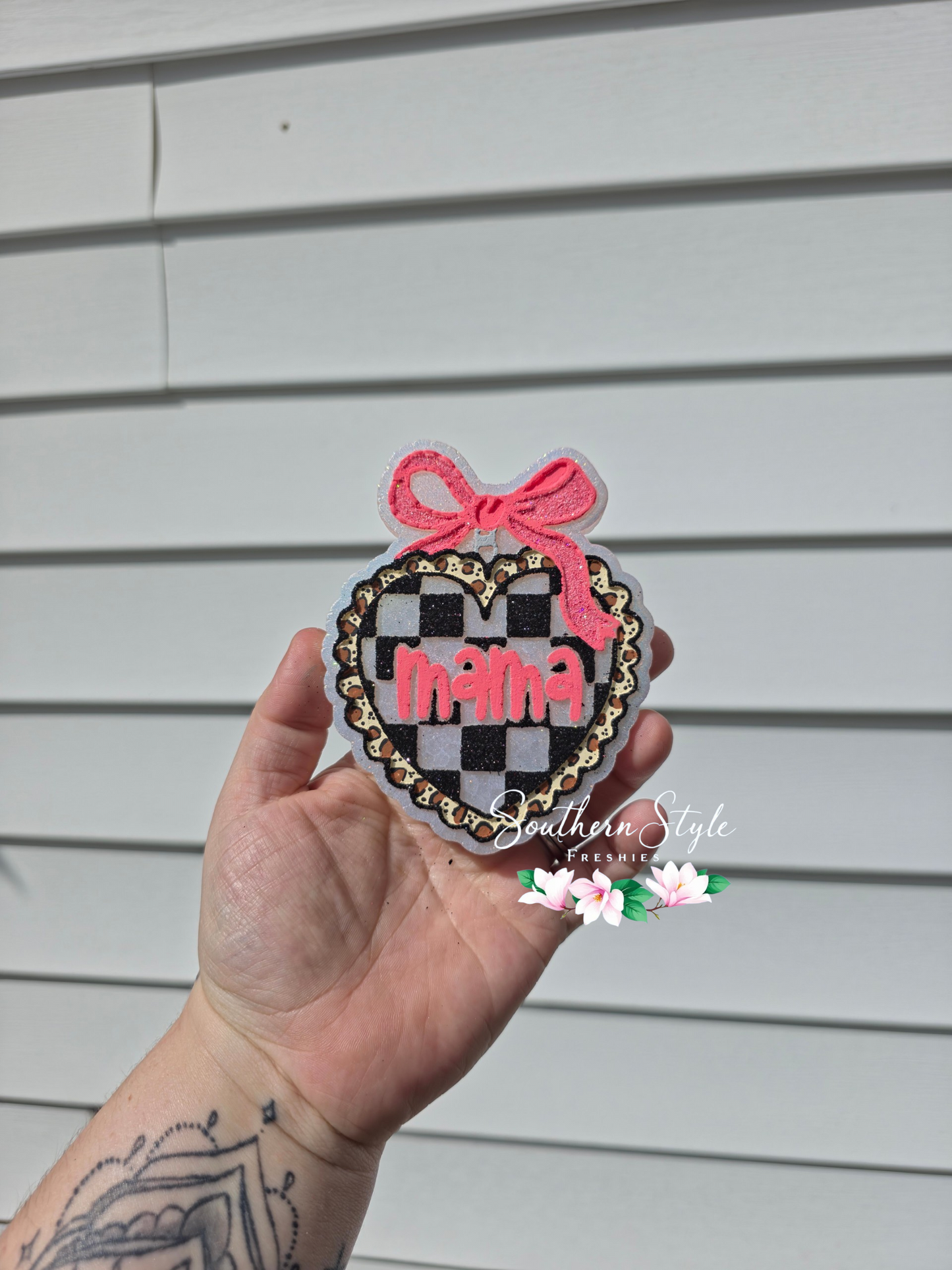 Mama Checkered Heart Locket