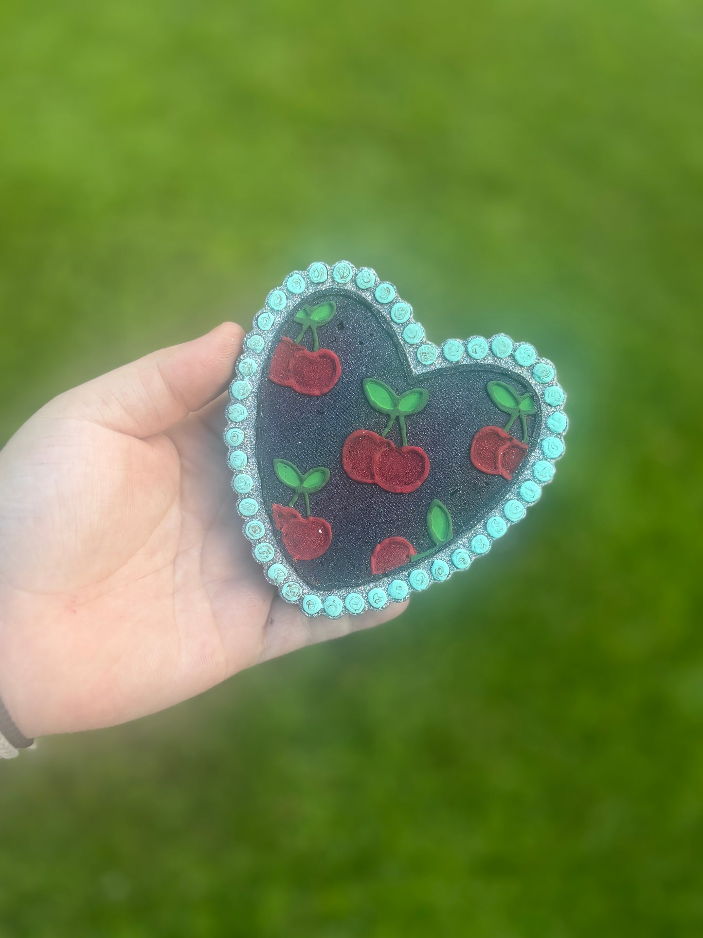Cherries & Turquoise Heart