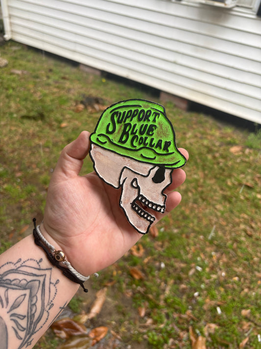 Support Blue Collar Skull