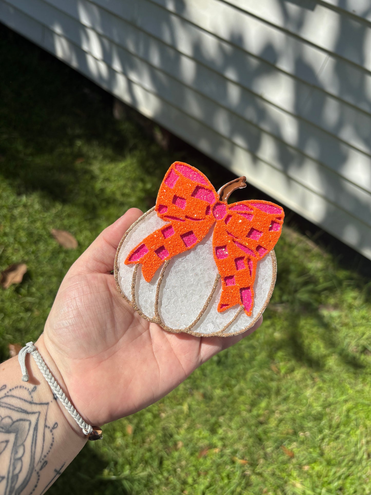 Checkered Bow Pumpkin