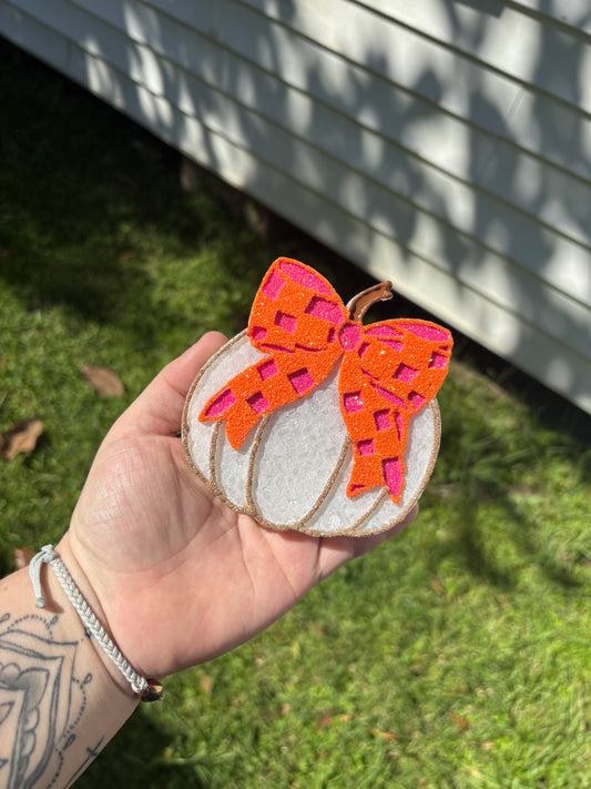 Checkered Bow Pumpkin