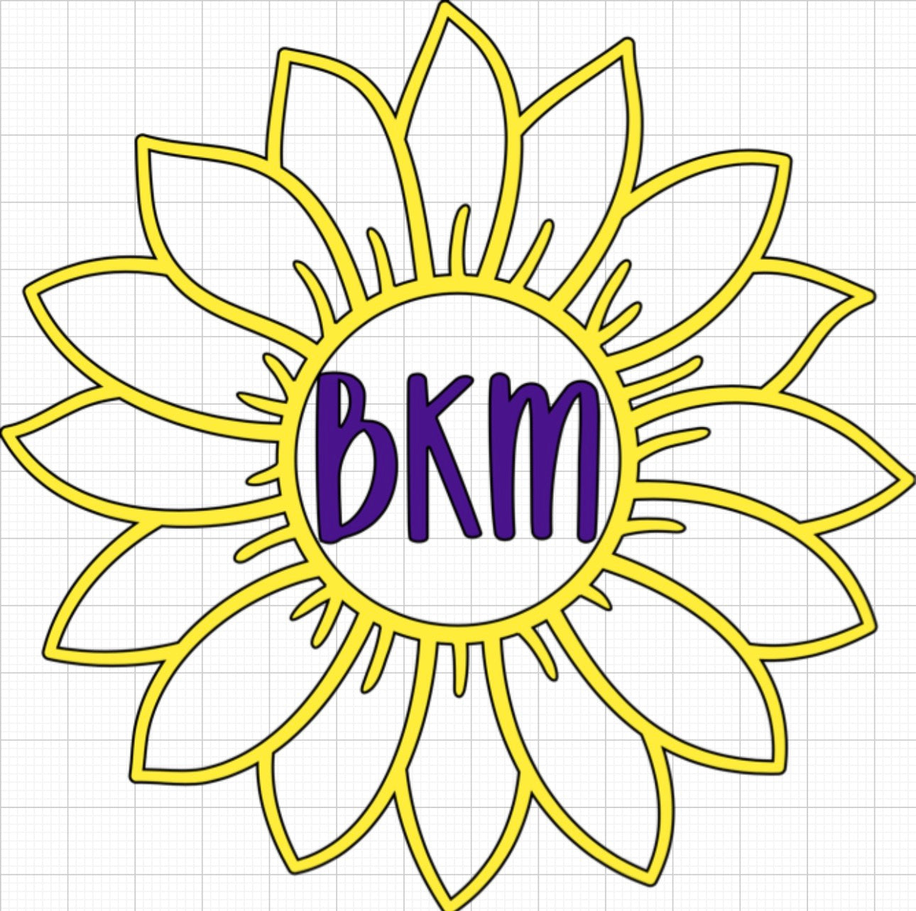 Sunflower with Initials Vinyl Decal