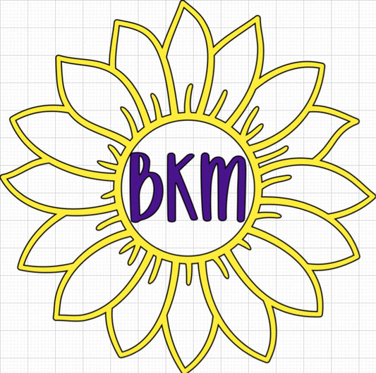 Sunflower with Initials Vinyl Decal