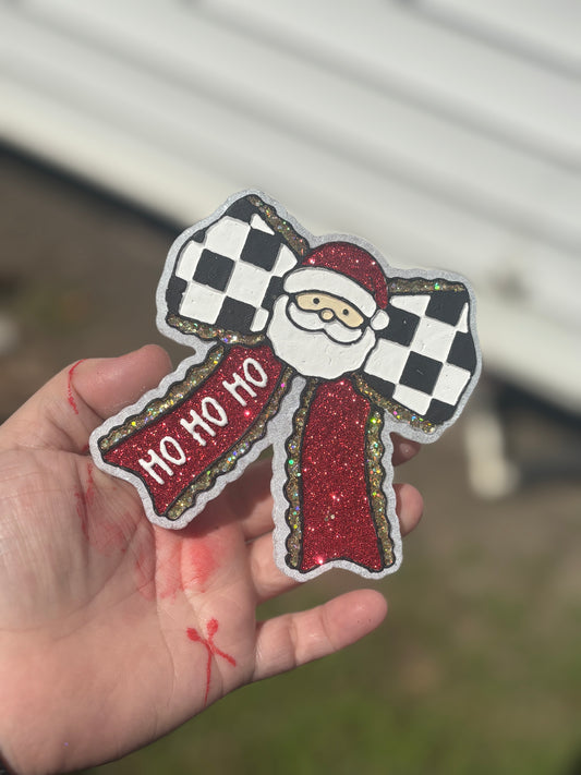Santa Checkered Bow