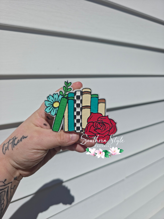 Book Stack with Flowers
