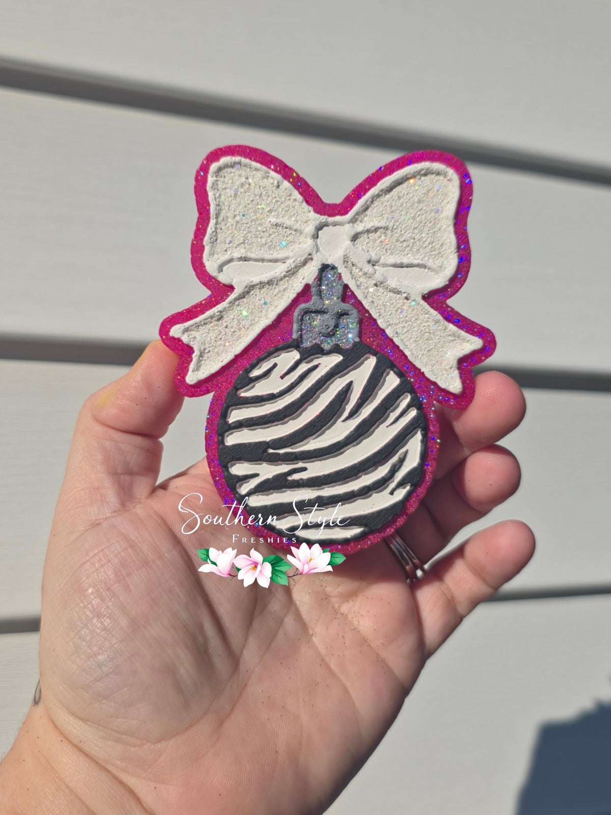 Zebra Ornament with Bow