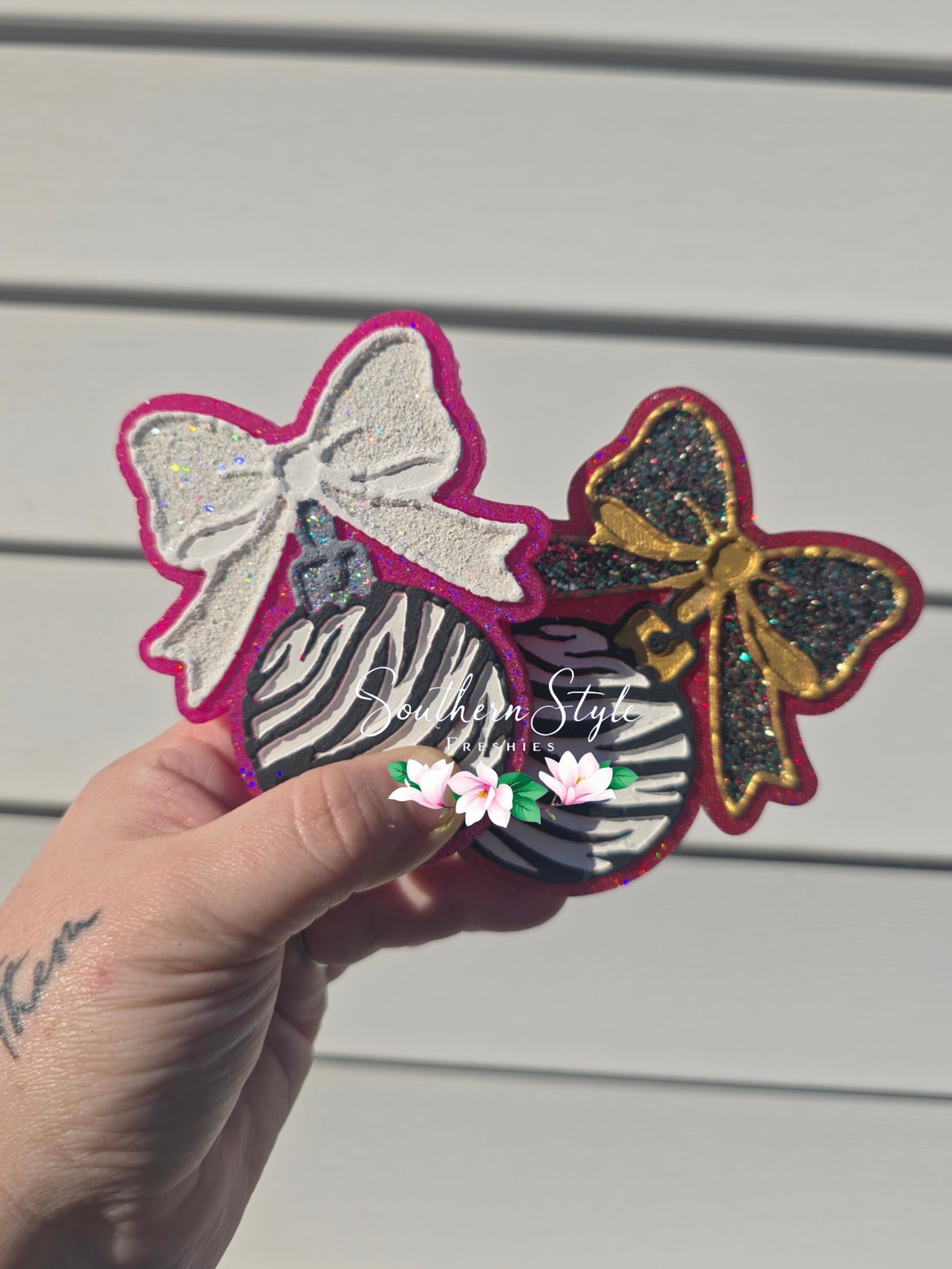 Zebra Ornament with Bow