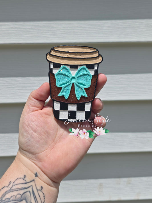 Checkered Latte with Bow