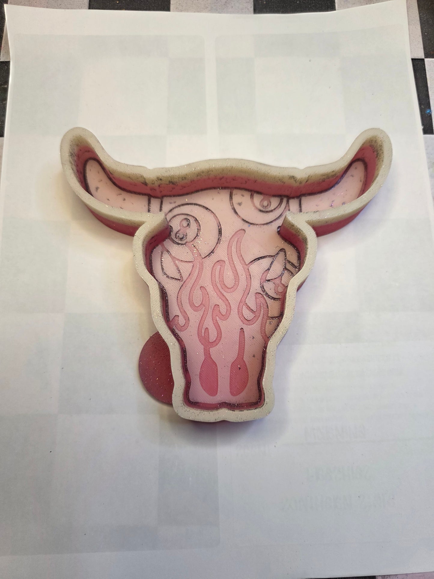 8 ball and flames bull