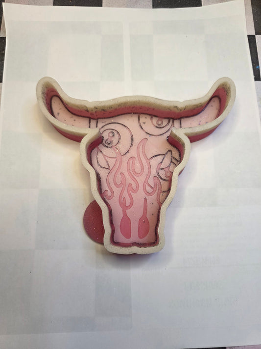 8 ball and flames bull
