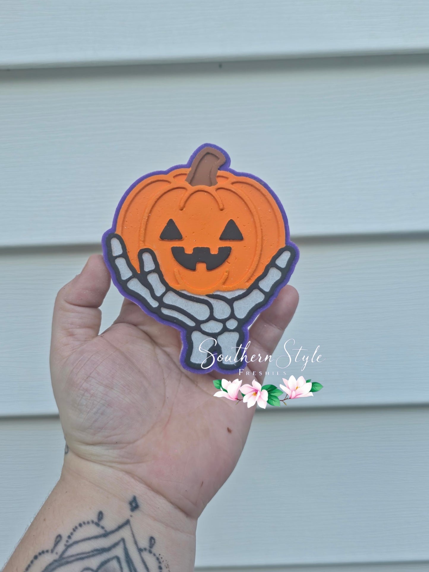 Skeleton Hand with Pumpkin