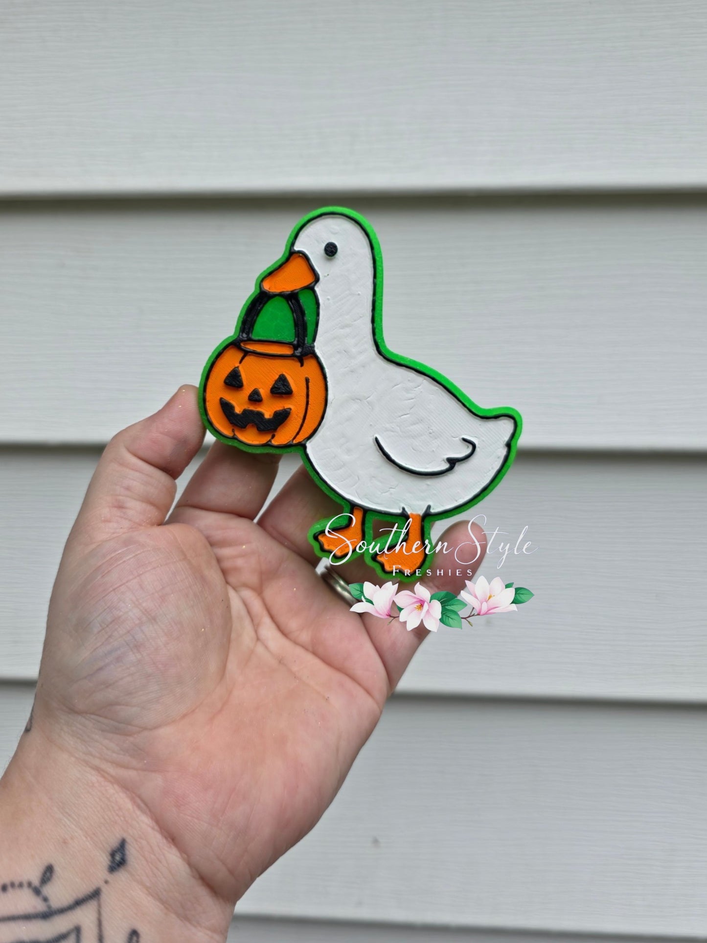 Goose with Halloween Bucket