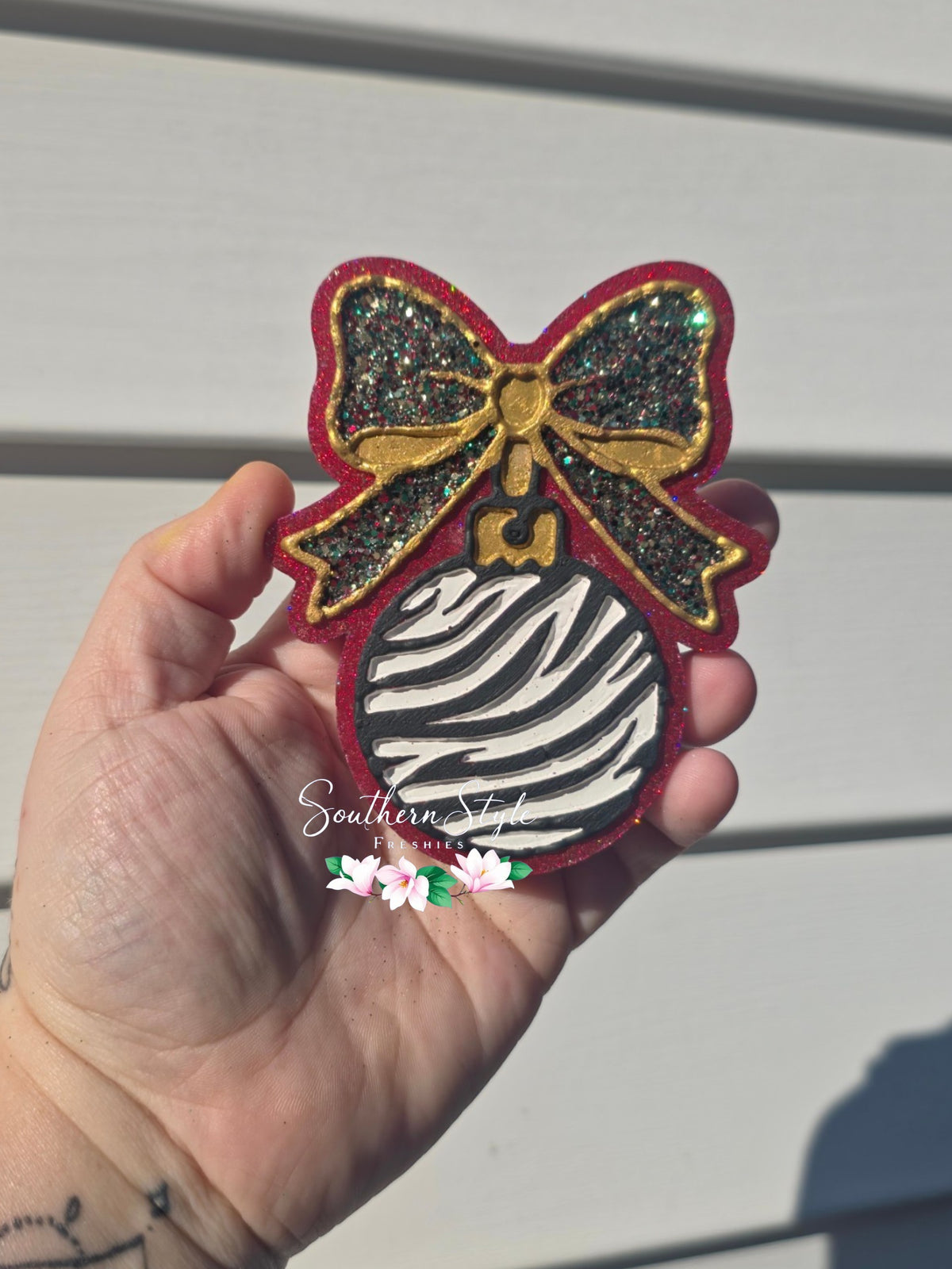 Zebra Ornament with Bow